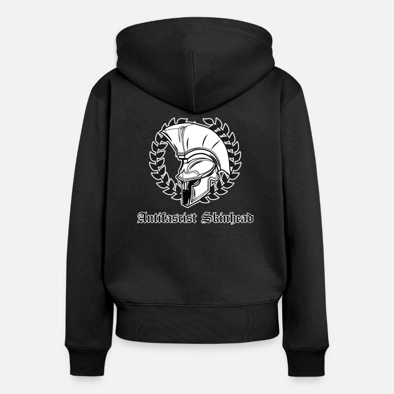 Skinhead antifasciste - Sweat à capuche zippé Premium bio Femme - noir