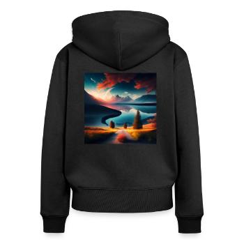 Paysage - Sweat à capuche zippé Premium bio Femme - noir - Dos - Julia (174cm)