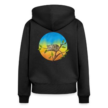 Cat - Women's Premium Organic Zip Hoodie - black - Back - Julia (174cm)