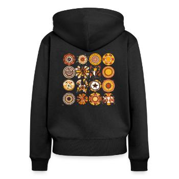 Folklore africain - Sweat à capuche zippé Premium bio Femme - noir - Dos - Julia (174cm)