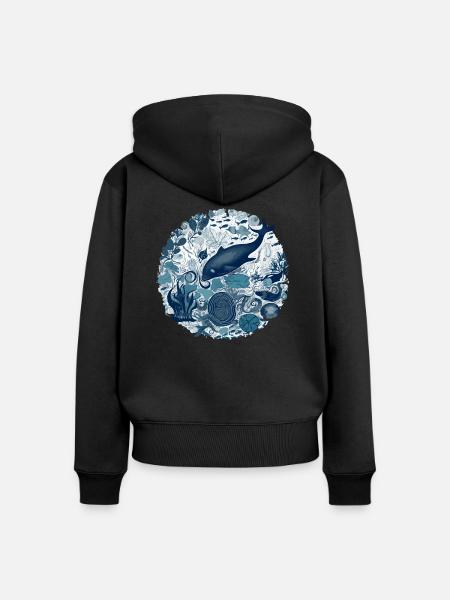 Wunder des Ozeans - Frauen Premium Bio Zip Hoodie - Schwarz