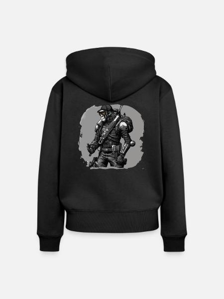 Affen-Rebell - Frauen Premium Bio Zip Hoodie - Schwarz