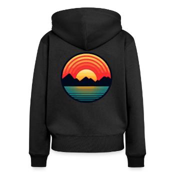 Coucher de soleil - Sweat à capuche zippé Premium bio Femme - noir - Dos - Julia (174cm)