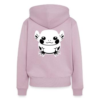 Dessin animé Axolotl - Sweat à capuche zippé Premium bio Femme - rose poudré - Dos - Julia (174cm)