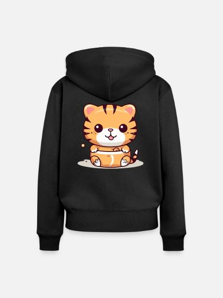 Mako der Tiger - Frauen Premium Bio Zip Hoodie - Schwarz