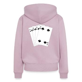 Cartes à jouer - Sweat à capuche zippé Premium bio Femme - rose poudré - Dos - Julia (174cm)