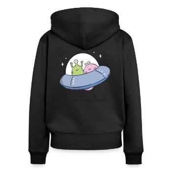 Space School Shirt, Back To School Gifts - Women's Premium Organic Zip Hoodie - black - Back - Julia (174cm)