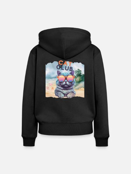 Cat Club - Frauen Premium Bio Zip Hoodie - Schwarz