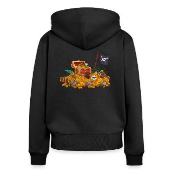 Trésor de dessin animé - Sweat à capuche zippé Premium bio Femme - noir - Dos - Julia (174cm)