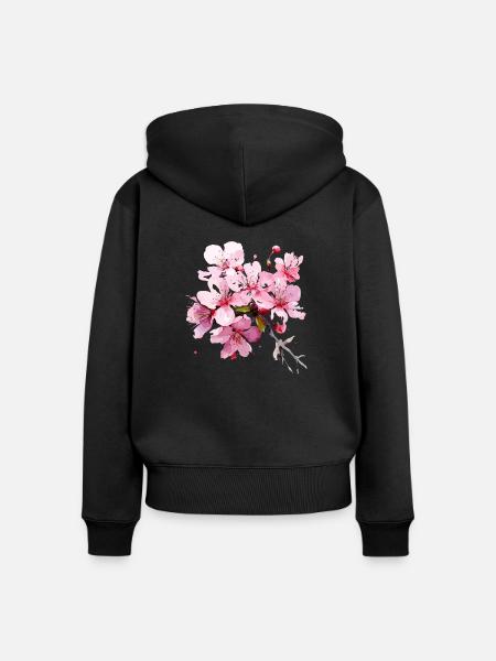 Blume - Frauen Premium Bio Zip Hoodie - Schwarz