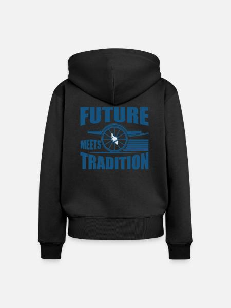 FUTURE MEETS TRADITION - Frauen Premium Bio Zip Hoodie - Schwarz