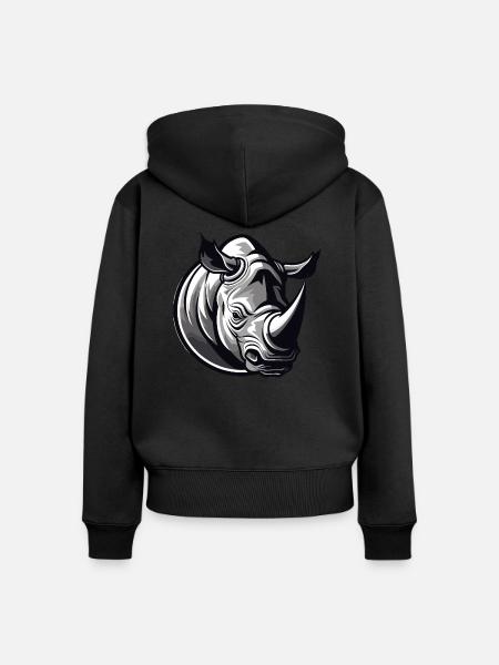Nashorn - Frauen Premium Bio Zip Hoodie - Schwarz