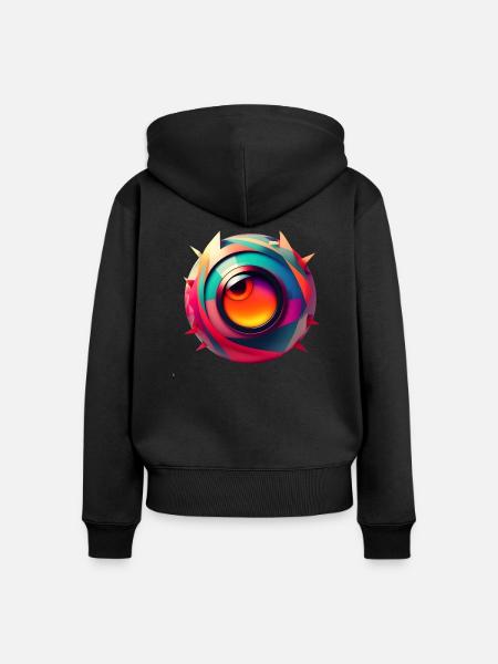 Retro 14 - Frauen Premium Bio Zip Hoodie - Schwarz