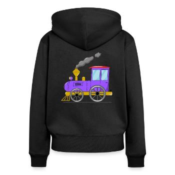 Train pour enfants chemin de fer violet - Sweat à capuche zippé Premium bio Femme - noir - Dos - Julia (174cm)