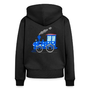 Train pour enfants bleu avec des cœurs - Sweat à capuche zippé Premium bio Femme - noir - Dos - Julia (174cm)