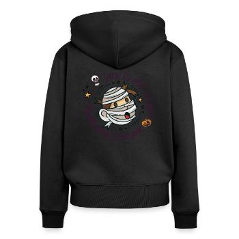 Das ist mein gruseliges Halloween-Kostüm - Frauen Premium Bio Zip Hoodie - Schwarz - Hinten - Julia (174cm)