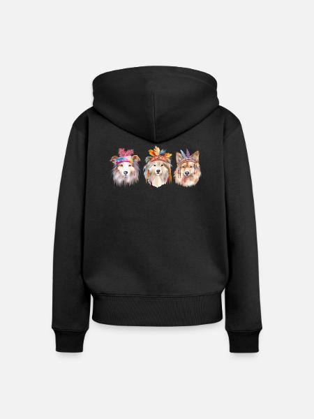 Drei Hunde - Frauen Premium Bio Zip Hoodie - Schwarz