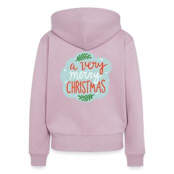 Autocollant de Noël - Sweat à capuche zippé Premium bio Femme - rose poudré - Dos - Julia (174cm)