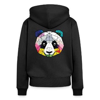 Jugendstil-Panda - Frauen Premium Bio Zip Hoodie - Schwarz - Hinten - Julia (174cm)