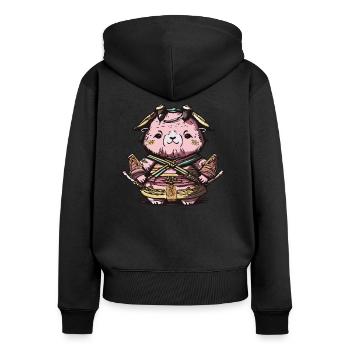 Tierischer Samurai - Frauen Premium Bio Zip Hoodie - Schwarz - Hinten - Julia (174cm)