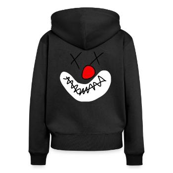 Clown - Frauen Premium Bio Zip Hoodie - Schwarz - Hinten - Julia (174cm)