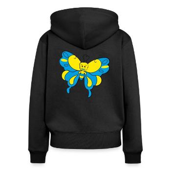 Papillon coloré > Graphique vectoriel - Sweat à capuche zippé Premium bio Femme - noir - Dos - Julia (174cm)