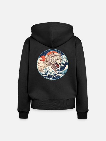 Seewolf Japan - Frauen Premium Bio Zip Hoodie - Schwarz