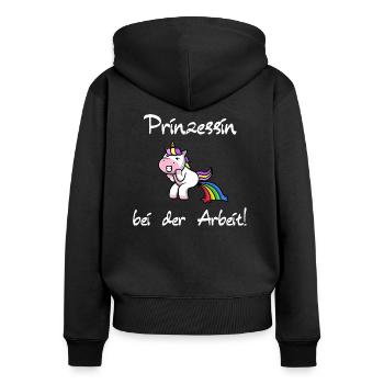 Prinzessin bei der Arbeit - Frauen Premium Bio Zip Hoodie - Schwarz - Hinten - Julia (174cm)