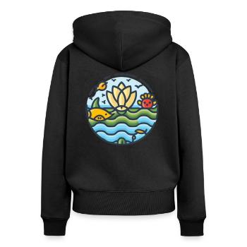 Marine Conservation - Sweat à capuche zippé Premium bio Femme - noir - Dos - Julia (174cm)