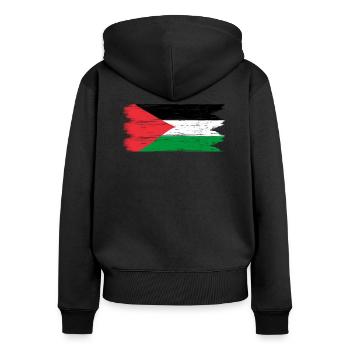 Beau drapeau palestinien - Sweat à capuche zippé Premium bio Femme - noir - Dos - Julia (174cm)