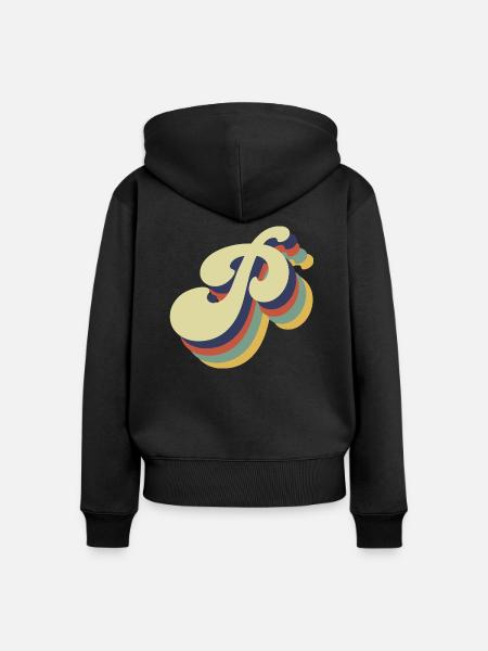 Retro-Buchstabe P - Frauen Premium Bio Zip Hoodie - Schwarz