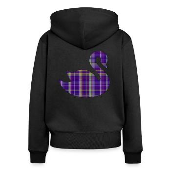 Schwan - Frauen Premium Bio Zip Hoodie - Schwarz - Hinten - Julia (174cm)