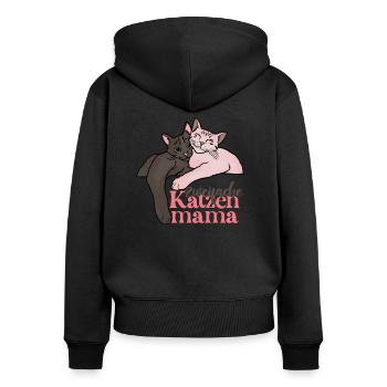 zweifache Katzenmama - Frauen Premium Bio Zip Hoodie - Schwarz - Hinten - Julia (174cm)