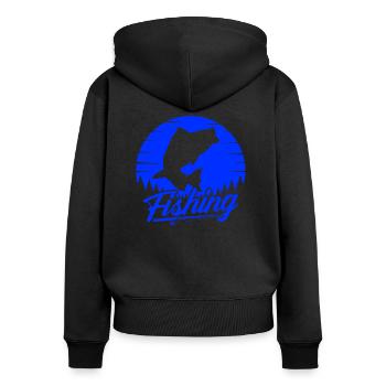 fisch, fisch, angeln, see, meer, angeln, fauna, exotisch - Frauen Premium Bio Zip Hoodie - Schwarz - Hinten - Julia (174cm)