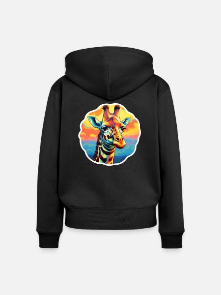Giraffenkopf psychedelisch - Frauen Premium Bio Zip Hoodie - Schwarz