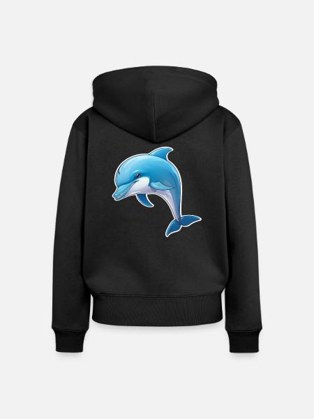 Delfin - Frauen Premium Bio Zip Hoodie - Schwarz