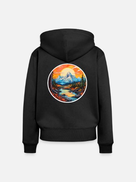 Berglandschaft - Frauen Premium Bio Zip Hoodie - Schwarz