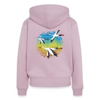 Storks - Women's Premium Organic Zip Hoodie - dusky pink - Back - Julia (174cm)