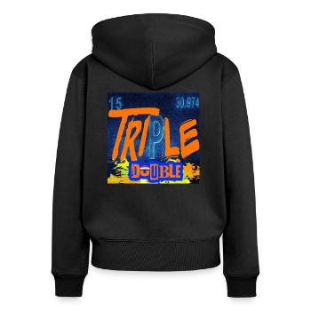"TRIPLE DOUBLE" chemistry design - Sweat à capuche zippé Premium bio Femme - noir - Dos - Julia (174cm)