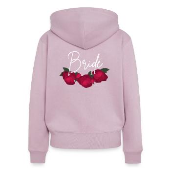 Minimalistisches rotes Blumenzaumzeug - Frauen Premium Bio Zip Hoodie - Altrosa - Hinten - Julia (174cm)