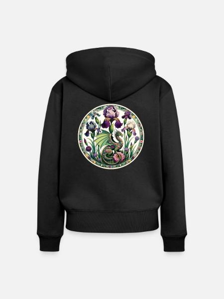 Iris-Drache - Frauen Premium Bio Zip Hoodie - Schwarz