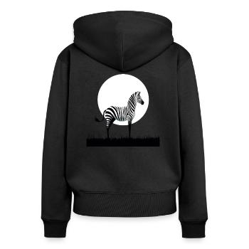 Zebra Minimalismus - Frauen Premium Bio Zip Hoodie - Schwarz - Hinten - Julia (174cm)