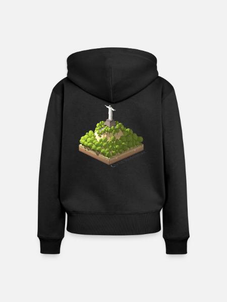 Geometrisches Low-Poly Christus der Erlöser - Frauen Premium Bio Zip Hoodie - Schwarz