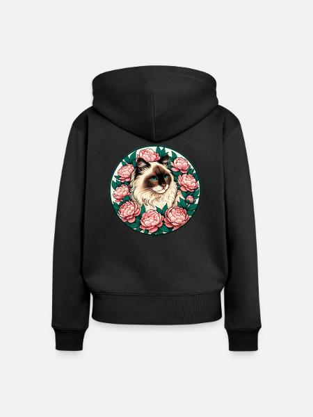 Ragdoll Rasse Katze - Frauen Premium Bio Zip Hoodie - Schwarz