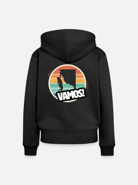 Vamos Retro Klettern - Frauen Premium Bio Zip Hoodie - Schwarz