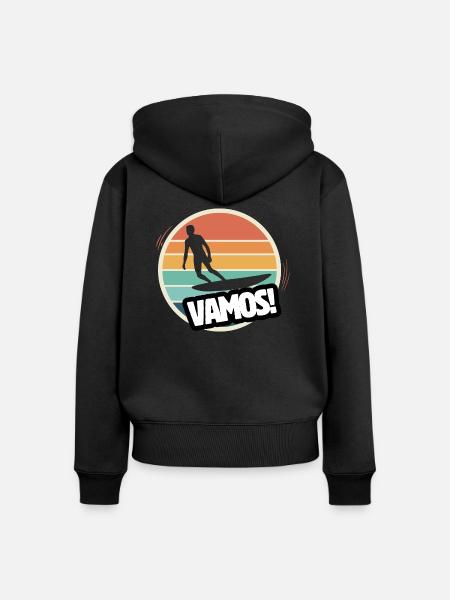 Vamos Retro Surf - Frauen Premium Bio Zip Hoodie - Schwarz