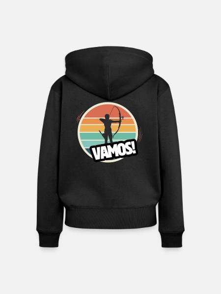 Vamos Bogenschießen Retro - Frauen Premium Bio Zip Hoodie - Schwarz