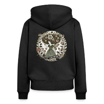 Continuez à grandir - Sweat à capuche zippé Premium bio Femme - noir - Dos - Julia (174cm)