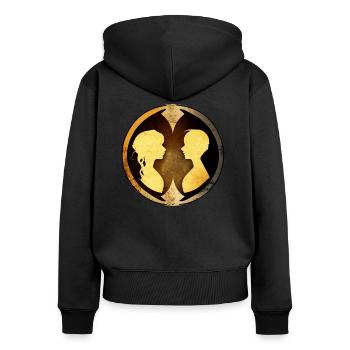 Harmonie-Duo - Frauen Premium Bio Zip Hoodie - Schwarz - Hinten - Julia (174cm)