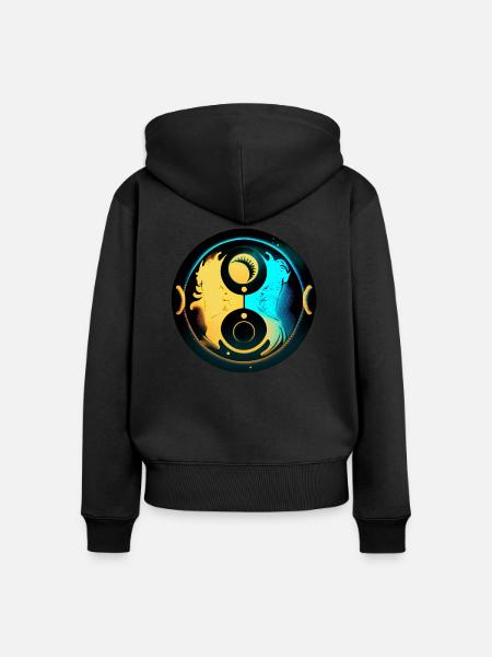 Yin-Yang-Harmonie - Frauen Premium Bio Zip Hoodie - Schwarz